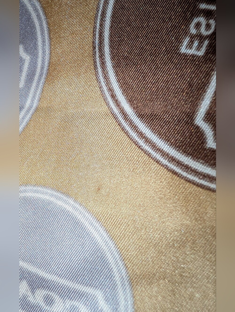COACH Logo Circles Print Silk Scarf 21"  Tan  Brown GUC - Picture 4 of 7